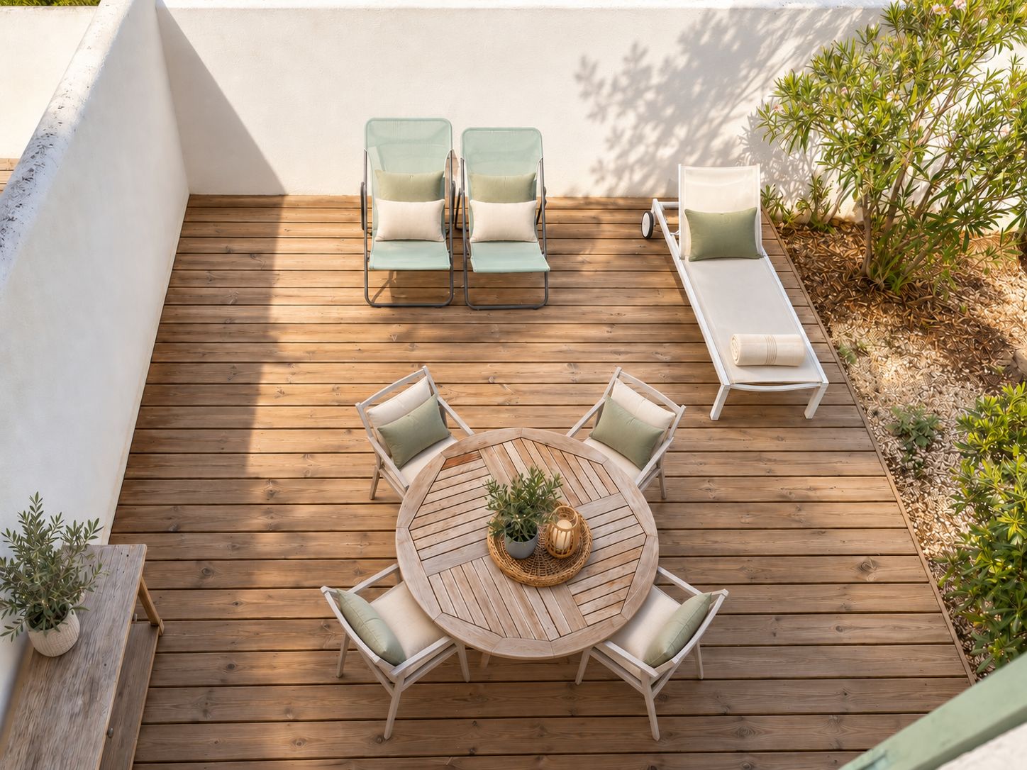 Terrasse ensoleillée et jardin clos de L'Escale Rétaise à La Flotte